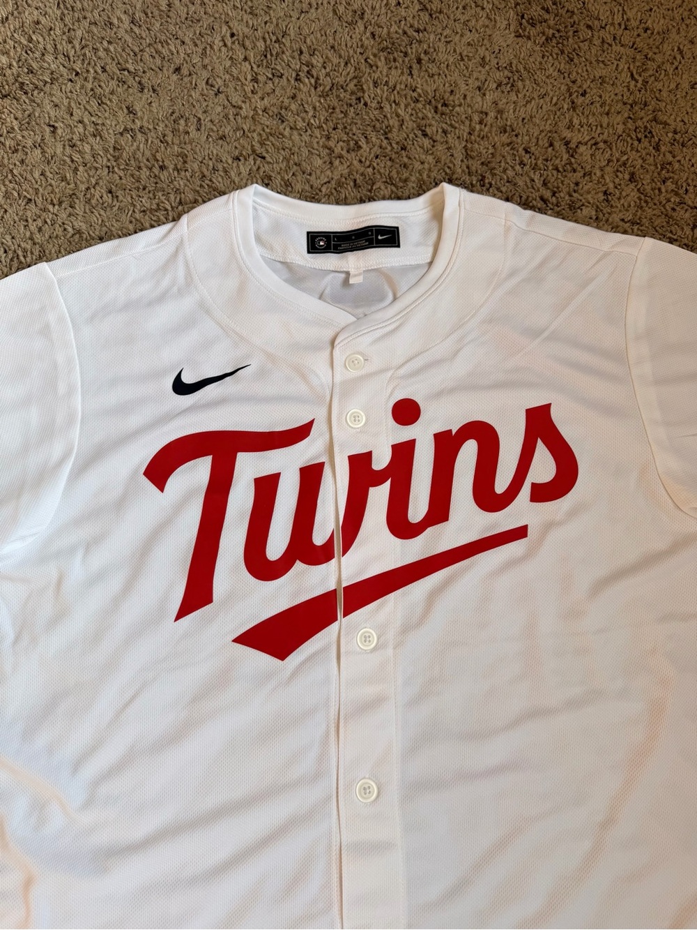 New Nike Replica Minnesota Twins Jersey Large White No Name Genuine Without Tags